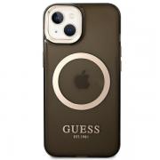 Carcasa Guess Gold Outline Translucent cu MagSafe compatibila cu iPhone 14 Plus / 15 Plus, Negru