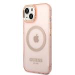 Carcasa Guess Gold Outline Translucent cu MagSafe compatibila cu iPhone 14 Plus / 15 Plus, Roz 3 - lerato.ro