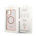 Carcasa Guess Gold Outline Translucent cu MagSafe compatibila cu iPhone 14 Plus / 15 Plus, Roz 9 - lerato.ro