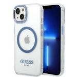 Carcasa Guess Metal Outline cu MagSafe compatibila cu iPhone 14 Plus / 15 Plus, Albastru 4 - lerato.ro