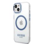 Carcasa Guess Metal Outline cu MagSafe compatibila cu iPhone 14 Plus / 15 Plus, Albastru 3 - lerato.ro