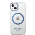 Carcasa Guess Metal Outline cu MagSafe compatibila cu iPhone 14 Plus / 15 Plus, Albastru 2 - lerato.ro