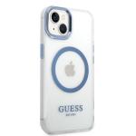 Carcasa Guess Metal Outline cu MagSafe compatibila cu iPhone 14 Plus / 15 Plus, Albastru 5 - lerato.ro