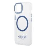 Carcasa Guess Metal Outline cu MagSafe compatibila cu iPhone 14 Plus / 15 Plus, Albastru 7 - lerato.ro