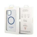 Carcasa Guess Metal Outline cu MagSafe compatibila cu iPhone 14 Plus / 15 Plus, Albastru 9 - lerato.ro
