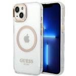 Carcasa Guess Gold Metal Outline compatibila cu iPhone 14 Plus / 15 Plus, Transparent 4 - lerato.ro