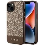 Carcasa Guess GCube Stripes cu MagSafe compatibila cu iPhone 14 Plus / 15 Plus, Maro 4 - lerato.ro