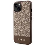 Carcasa Guess GCube Stripes cu MagSafe compatibila cu iPhone 14 Plus / 15 Plus, Maro 3 - lerato.ro