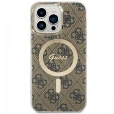 Carcasa Guess 4G cu MagSafe compatibila cu iPhone 14 Pro Max, Maro