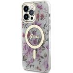 Carcasa Guess Flower cu MagSafe compatibila cu iPhone 14 Pro Max, Transparent 3 - lerato.ro