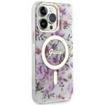 Carcasa Guess Flower cu MagSafe compatibila cu iPhone 14 Pro Max, Transparent 5 - lerato.ro