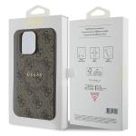 Carcasa Guess 4G Collection Leather Metal Logo cu MagSafe compatibila cu iPhone 14 Pro Max, Maro 9 - lerato.ro