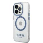 Carcasa Guess Blue Metal Outline cu MagSafe compatibila cu iPhone 14 Pro, Transparent 3 - lerato.ro