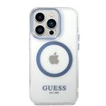 Carcasa Guess Blue Metal Outline cu MagSafe compatibila cu iPhone 14 Pro, Transparent 2 - lerato.ro