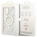 Carcasa Guess Marble cu MagSafe compatibila cu iPhone 14 Plus / 15 Plus, Alb 9 - lerato.ro