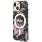 Carcasa Guess Flower cu MagSafe compatibila cu iPhone 13 / 14 / 15, Verde 3 - lerato.ro