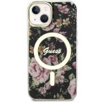 Carcasa Guess Flower cu MagSafe compatibila cu iPhone 13 / 14 / 15, Verde 2 - lerato.ro