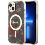Carcasa Guess Flower cu MagSafe compatibila cu iPhone 13 / 14 / 15, Khaki 4 - lerato.ro