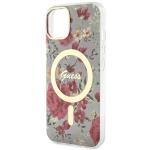 Carcasa Guess Flower cu MagSafe compatibila cu iPhone 13 / 14 / 15, Khaki 7 - lerato.ro