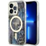 Carcasa Guess Leopard cu MagSafe compatibila cu iPhone 14 Pro, Albastru 4 - lerato.ro