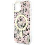 Carcasa Guess Flower cu MagSafe compatibila cu iPhone 13 / 14 / 15, Pink 7 - lerato.ro