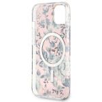 Carcasa Guess Flower cu MagSafe compatibila cu iPhone 13 / 14 / 15, Pink 8 - lerato.ro