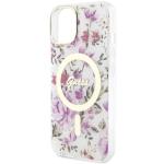 Carcasa Guess Flower cu MagSafe compatibila cu iPhone 13 / 14 / 15, Clear 7 - lerato.ro