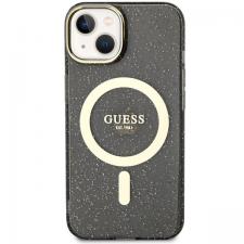 Carcasa Guess Glitter Gold cu MagSafe compatibila cu iPhone 13 / 14 / 15, Negru