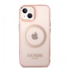 Carcasa Guess Gold Outline Translucent cu MagSafe compatibila cu iPhone 13 / 14 / 15, Pink
