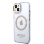 Carcasa Guess Gold Outline Translucent cu MagSafe compatibila cu iPhone 13 / 14 / 15, Purple 3 - lerato.ro