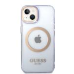 Carcasa Guess Gold Outline Translucent cu MagSafe compatibila cu iPhone 13 / 14 / 15, Purple 2 - lerato.ro