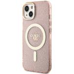 Carcasa Guess Glitter Gold cu MagSafe compatibila cu iPhone 13 / 14 / 15, Roz 3 - lerato.ro