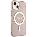 Carcasa Guess Glitter Gold cu MagSafe compatibila cu iPhone 13 / 14 / 15, Roz 5 - lerato.ro