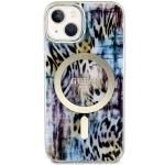 Carcasa Guess Leopard cu MagSafe compatibila cu iPhone 13 / 14 / 15, Albastru 2 - lerato.ro