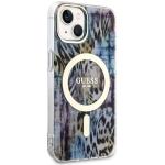 Carcasa Guess Leopard cu MagSafe compatibila cu iPhone 13 / 14 / 15, Albastru 5 - lerato.ro