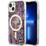 Carcasa Guess Leopard cu MagSafe compatibila cu iPhone 13 / 14 / 15, Roz 4 - lerato.ro