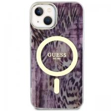 Carcasa Guess Leopard cu MagSafe compatibila cu iPhone 13 / 14 / 15, Roz
