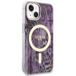 Carcasa Guess Leopard cu MagSafe compatibila cu iPhone 13 / 14 / 15, Roz 5 - lerato.ro