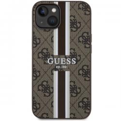 Carcasa Guess 4G Printed Stripes cu MagSafe compatibila cu iPhone 13 / 14 / 15, Maro