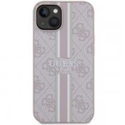Carcasa Guess 4G Printed Stripes cu MagSafe compatibila cu iPhone 13 / 14 / 15, Roz