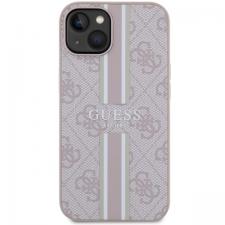 Huse si carcase iPhone 14, Carcasa Guess 4G Printed Stripes cu MagSafe compatibila cu iPhone 13 / 14 / 15, Roz, lerato.ro