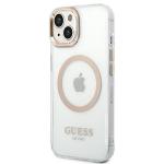 Carcasa Guess Gold Metal Outline cu MagSafe compatibila cu iPhone 13 / 14 / 15, Clear 3 - lerato.ro