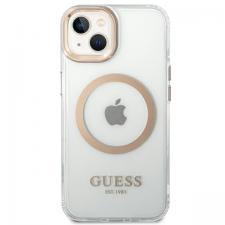 Carcasa Guess Gold Metal Outline cu MagSafe compatibila cu iPhone 13 / 14 / 15, Clear