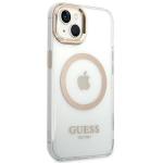 Carcasa Guess Gold Metal Outline cu MagSafe compatibila cu iPhone 13 / 14 / 15, Clear 5 - lerato.ro
