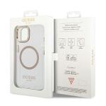Carcasa Guess Gold Metal Outline cu MagSafe compatibila cu iPhone 13 / 14 / 15, Clear 9 - lerato.ro