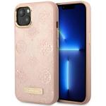 Carcasa Guess Peony Logo Plate cu MagSafe compatibila cu iPhone 13 / 14 / 15, Pink 4 - lerato.ro