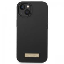 Carcasa Guess Silicone Logo Plate cu MagSafe compatibila cu iPhone 13 / 14 / 15, Black