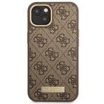 Carcasa Guess 4G Logo Plate cu MagSafe compatibila cu iPhone 13 / 14 / 15, Brown 2 - lerato.ro