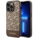 Carcasa Guess GCube Stripe cu MagSafe compatibila cu iPhone 14 Pro Max, Maro 4 - lerato.ro