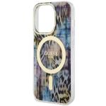 Carcasa Guess Leopard cu MagSafe compatibila cu iPhone 14 Pro Max, Albastru 7 - lerato.ro